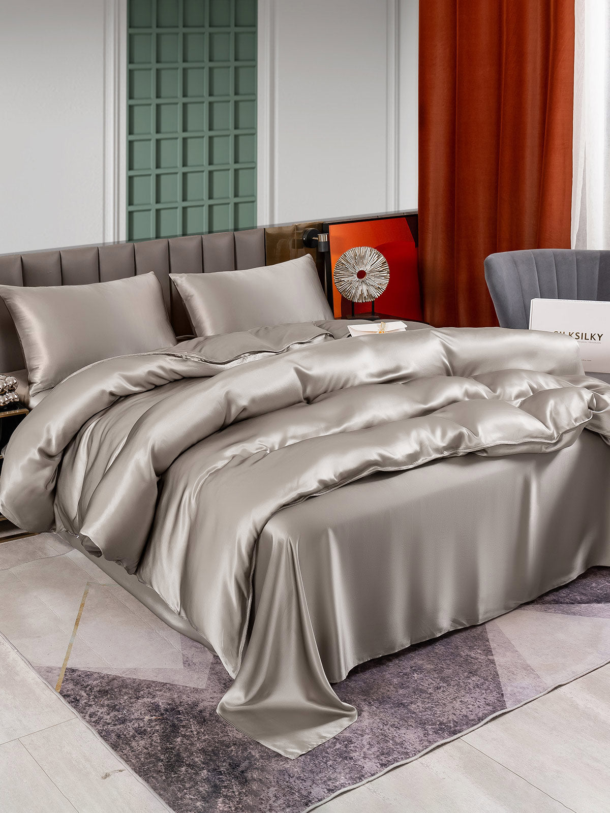 [Gris] SilkSilky-ES 25Momme Seda Pura Bedding Set 003