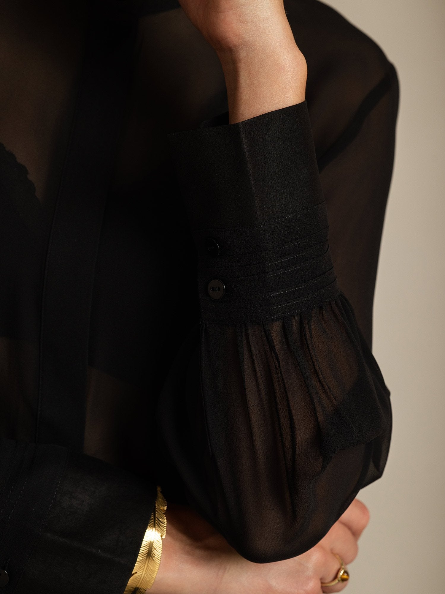 [Negro] SilkSilky-ES Seda Pura Womens Shirt 004