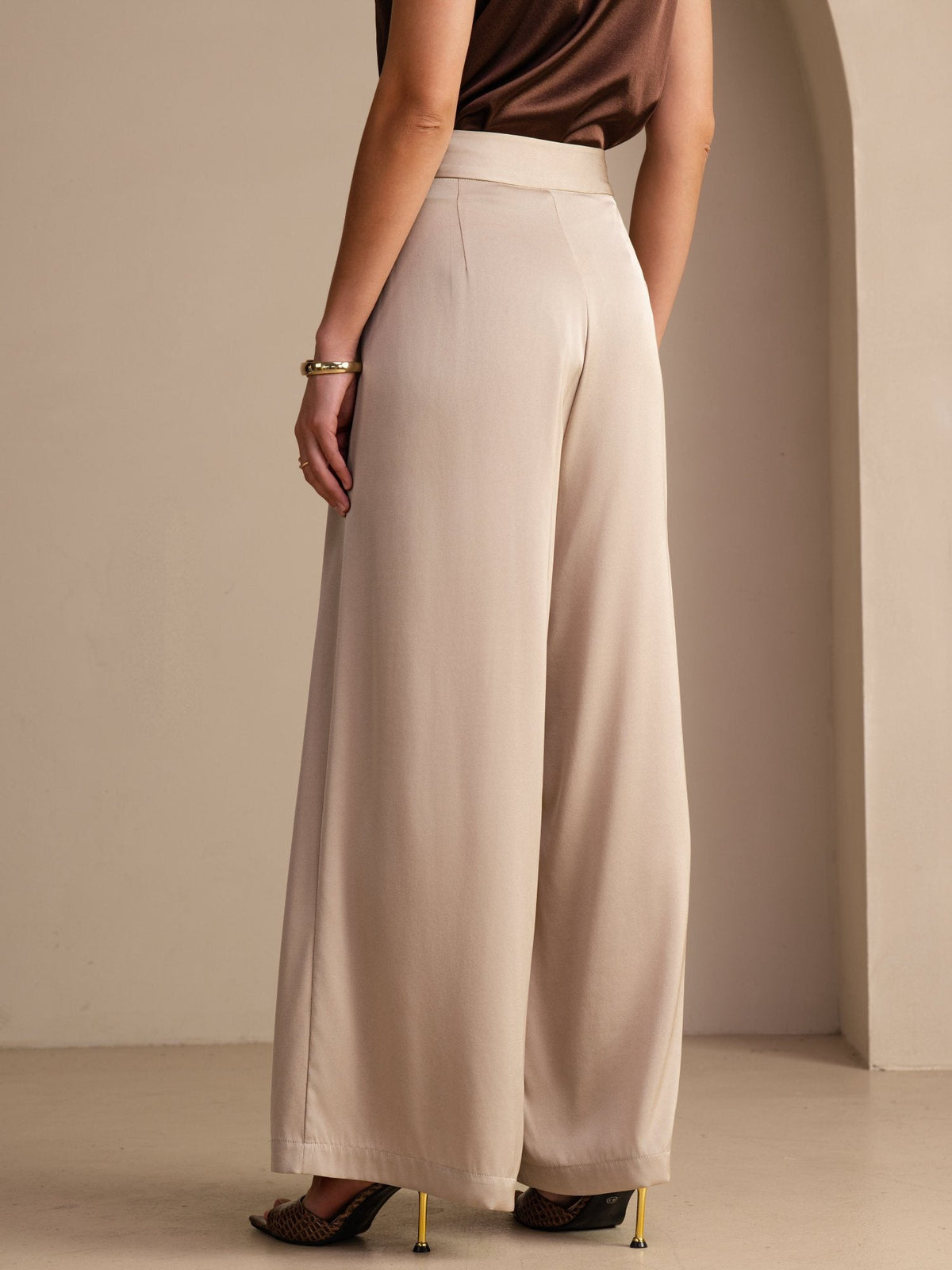 [Marrón Claro] SilkSilky-ES Pantalones de mujer 002