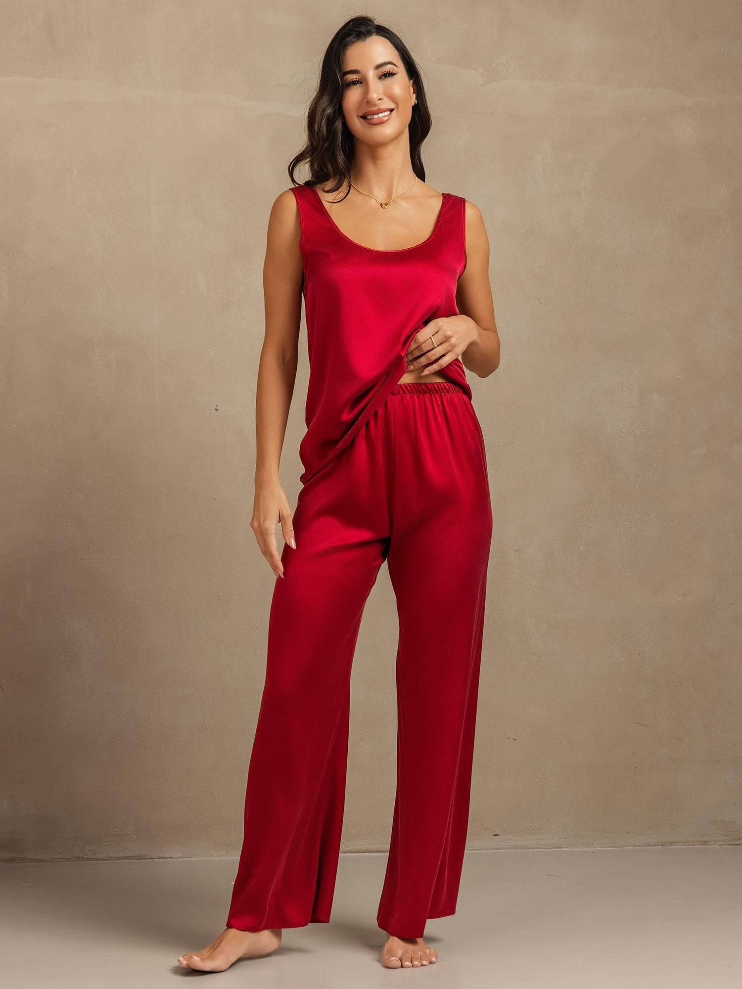 [Vino] SilkSilky-ES 19Momme Seda Womens Pajamas 004,