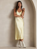 SilkSilky-ES Seda Pura Sin mangas Dress Amarillo 004