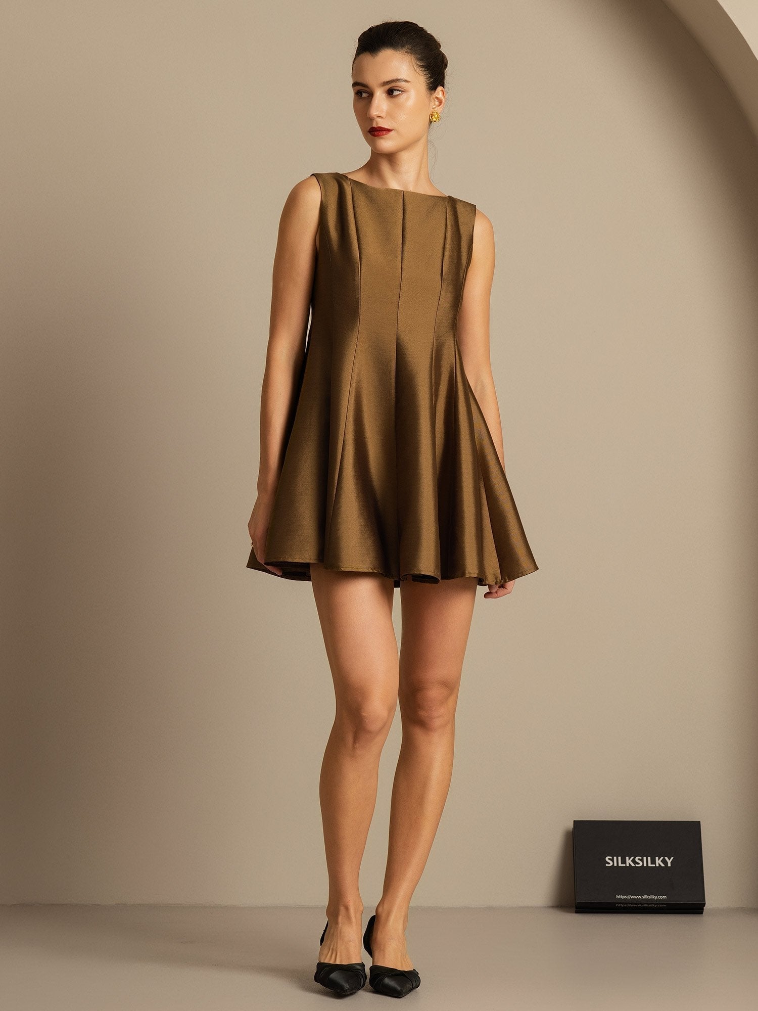 [Bronce] SilkSilky-ES 32Momme Silk-Wool Blend Dress 001,