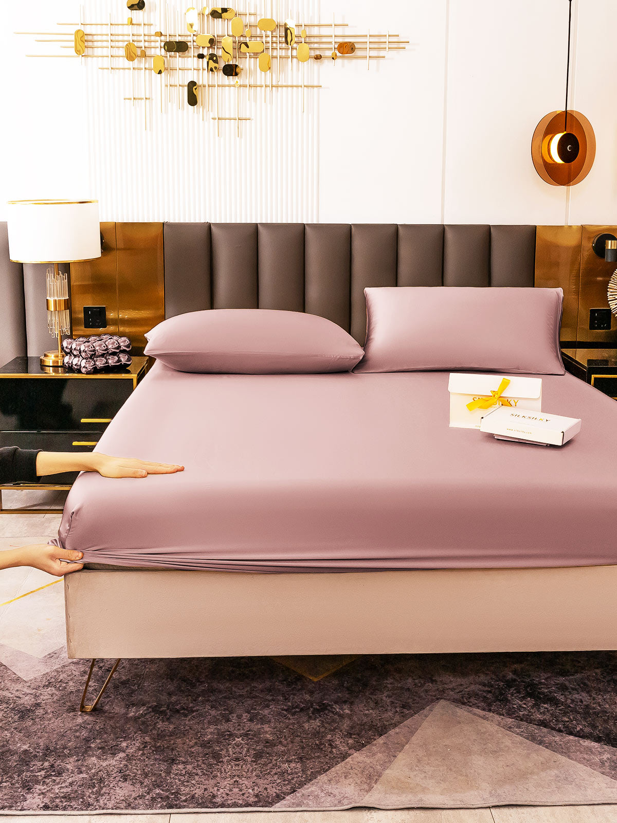 [Malva Pálido] SilkSilky-ES 19Momme Seda Pura Bedding Set 006