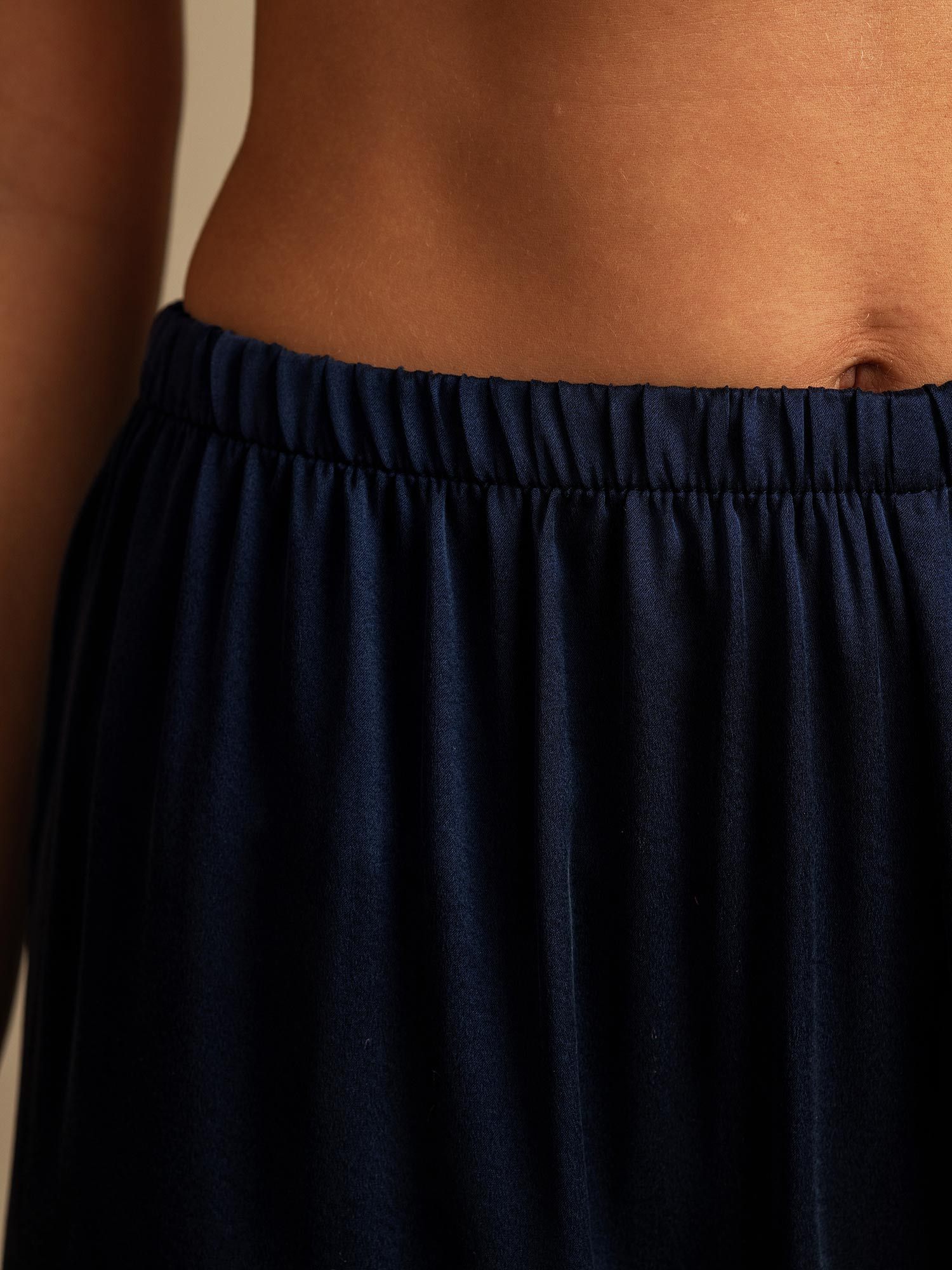 [Azul Oscuro] SilkSilky-ES 19Momme Seda Womens Sleep Bottoms 004,