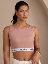 [Rosa] SilkSilky-ES Sleeveless Crew Neck Top de tirantes 001