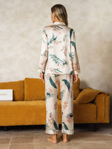 [Selva Tropical] SilkSilky-ES Long Sleeve Lapel Collar Pijamas de mujer 006