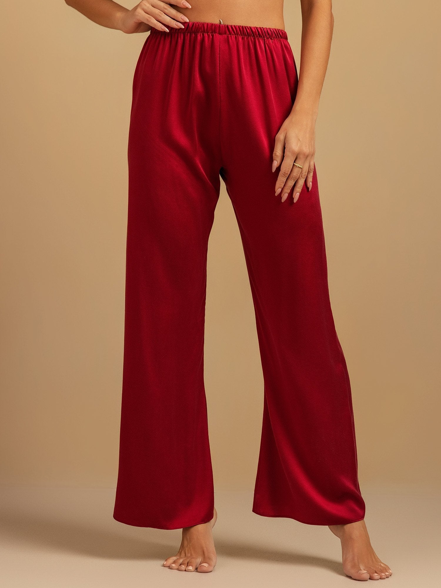 [Vino] SilkSilky-ES 19Momme Seda Womens Sleep Bottoms 003,