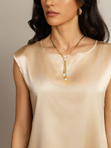[Champán] SilkSilky-ES Cap Sleeve Round Neck Camisetas de Mujer 005