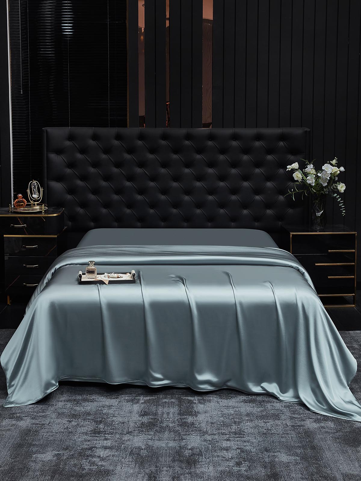 [Azul Grisáceo] SilkSilky-ES 19Momme Seda Pura Duvet Cover 002