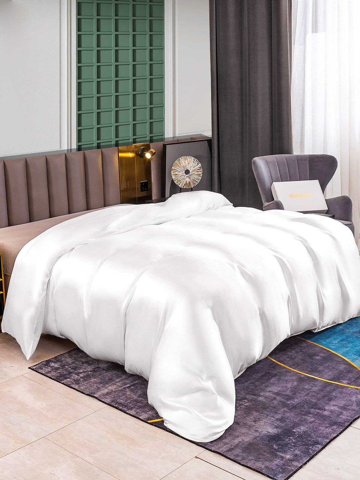 [Blanco] SilkSilky-ES 25Momme Seda Pura Duvet Cover 001