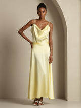 [Amarillo Claro] SilkSilky-ES Spaghetti Strap Cowl Neck Women's Outfit Sets 003