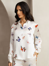 [Mariposa Blanca] SilkSilky-ES 19Momme Seda Cuello Camisero Women''s Outfit Sets 004