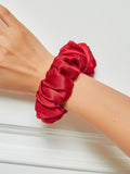 SilkSilky ES 19Momme Seda Pura Scrunchie Rojo 001