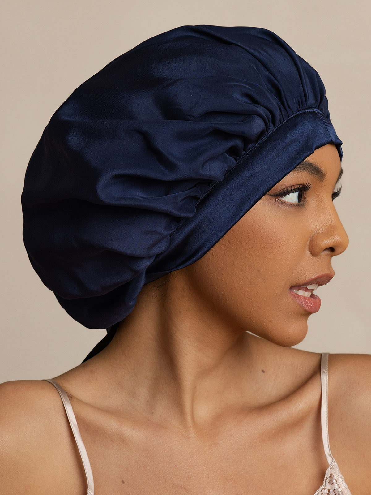 [Azul Oscuro] SilkSilky-ES Seda Pura Sleep Cap 005