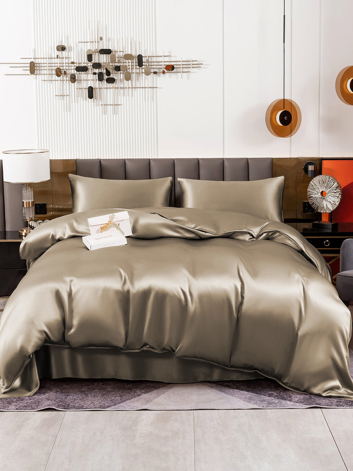 [Caqui] SilkSilky-ES 19Momme Juego de ropa de cama 002