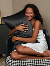 [Negro] SilkSilky-ES 19Momme Seda Pura Pillowcase 002