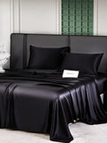 SilkSilky ES 25Momme Seda Pura Bedding Set Negro 002