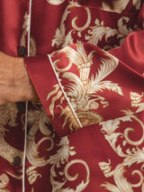 [Dragón Vino] SilkSilky-ES Long Sleeve Cuello de Muesca Pijamas de hombre 006