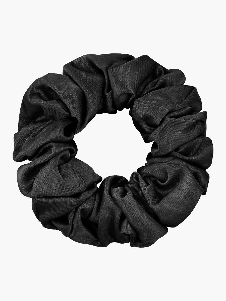 SilkSilky ES 19Momme Seda Pura Scrunchie Negro 004