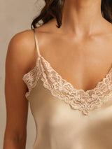 [Champán] SilkSilky-ES Spaghetti Strap V Neck Conjunto de tirantes 005