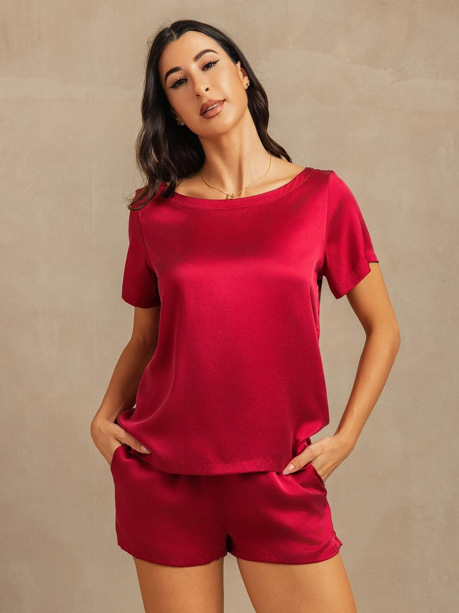 [Vino] SilkSilky-ES 19Momme Seda Womens Pajamas 001,