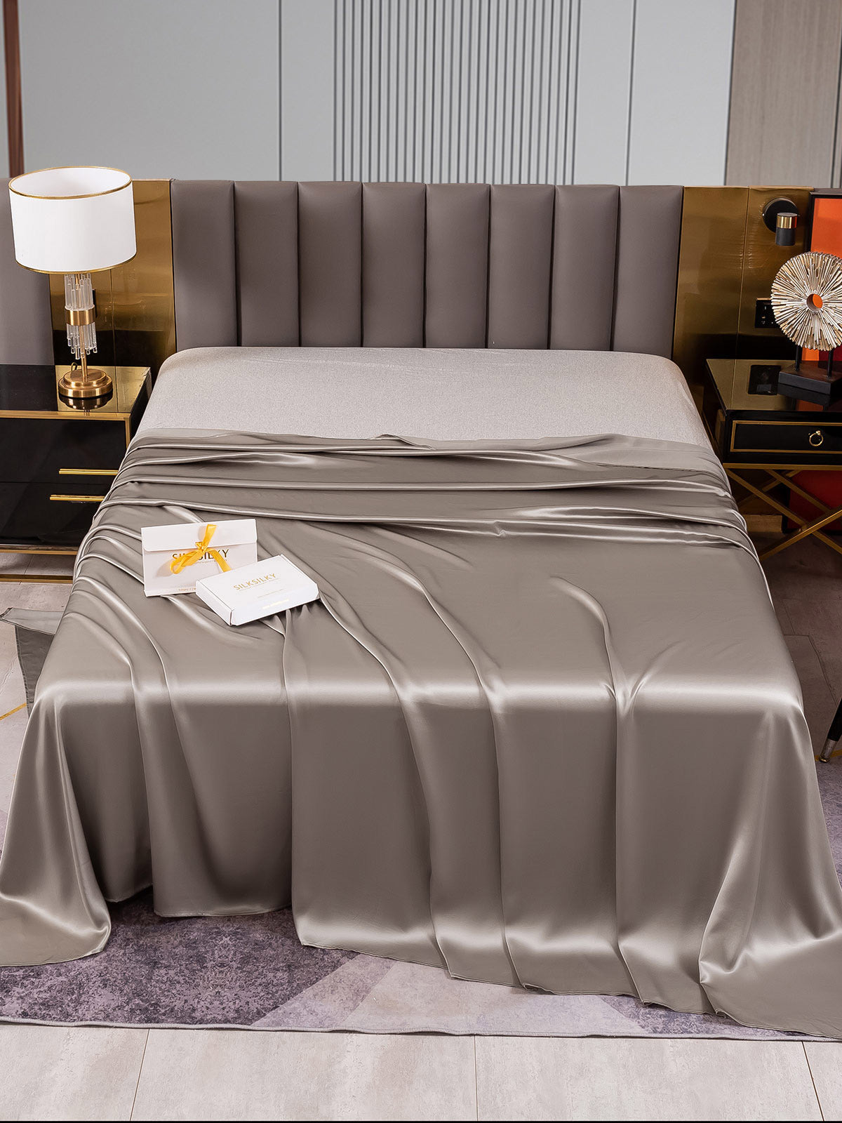 [Gris] SilkSilky-ES 22Momme Seda Pura Sheet 001