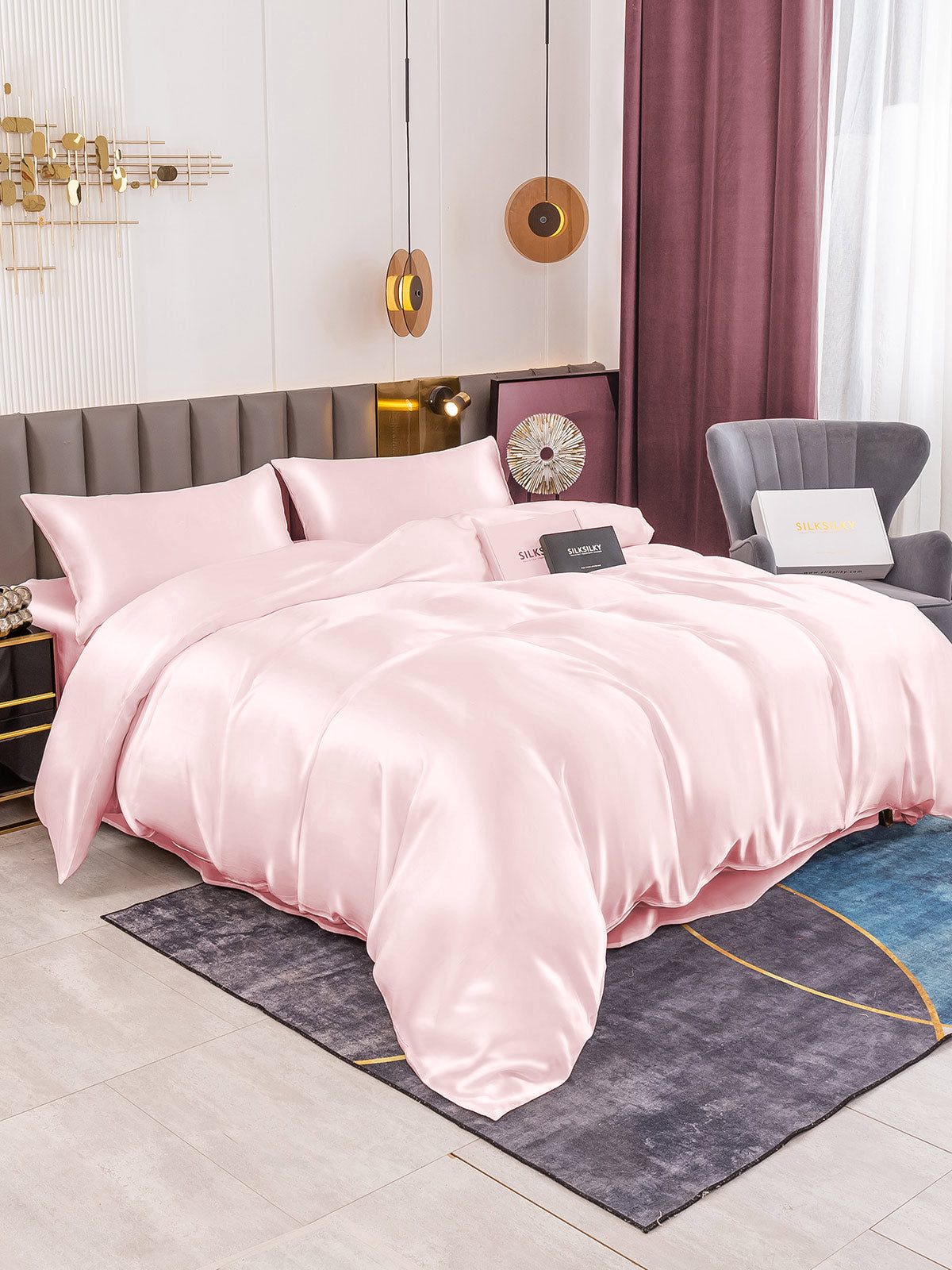 [Rosa] SilkSilky-ES 19Momme Seda Pura Bedding Set 001