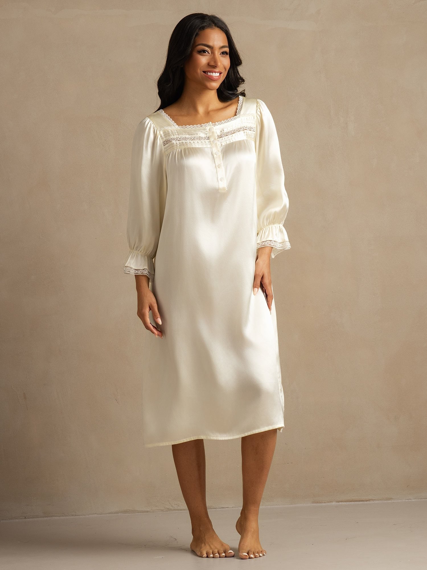 [Blanco] SilkSilky-ES Seda Pura Nightgown 003