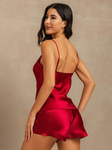 [Vino] SilkSilky-ES Spaghetti Strap V Neck Conjunto de tirantes 002