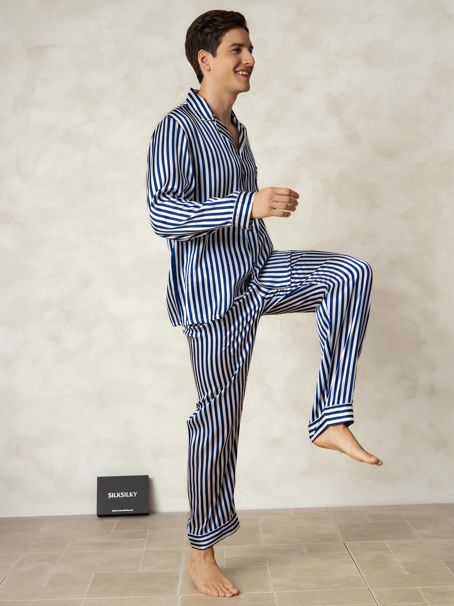 [Raya Marina] SilkSilky-ES 19Momme Seda Pura Mens Pajamas 004