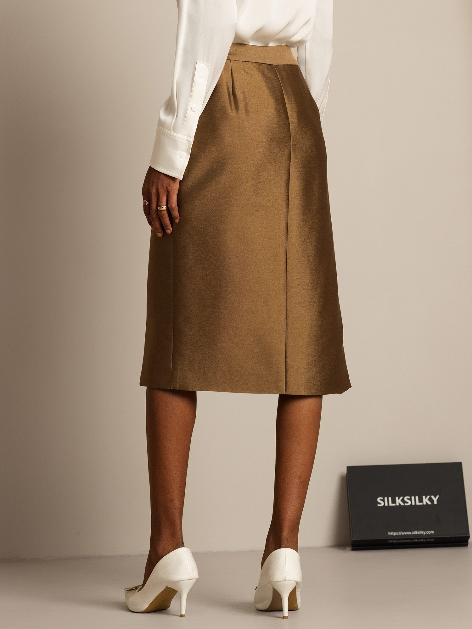 [Bronce] SilkSilky-ES 32Momme Silk-Wool Blend Skirt 002,
