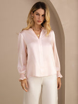[Rosa] SilkSilky-ES Long Sleeve Blusas 001