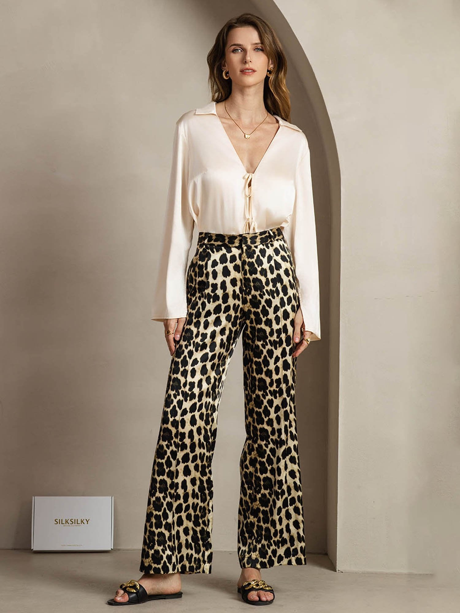 [Leopardo] SilkSilky-ES 19Momme Seda Womens Pants 006
