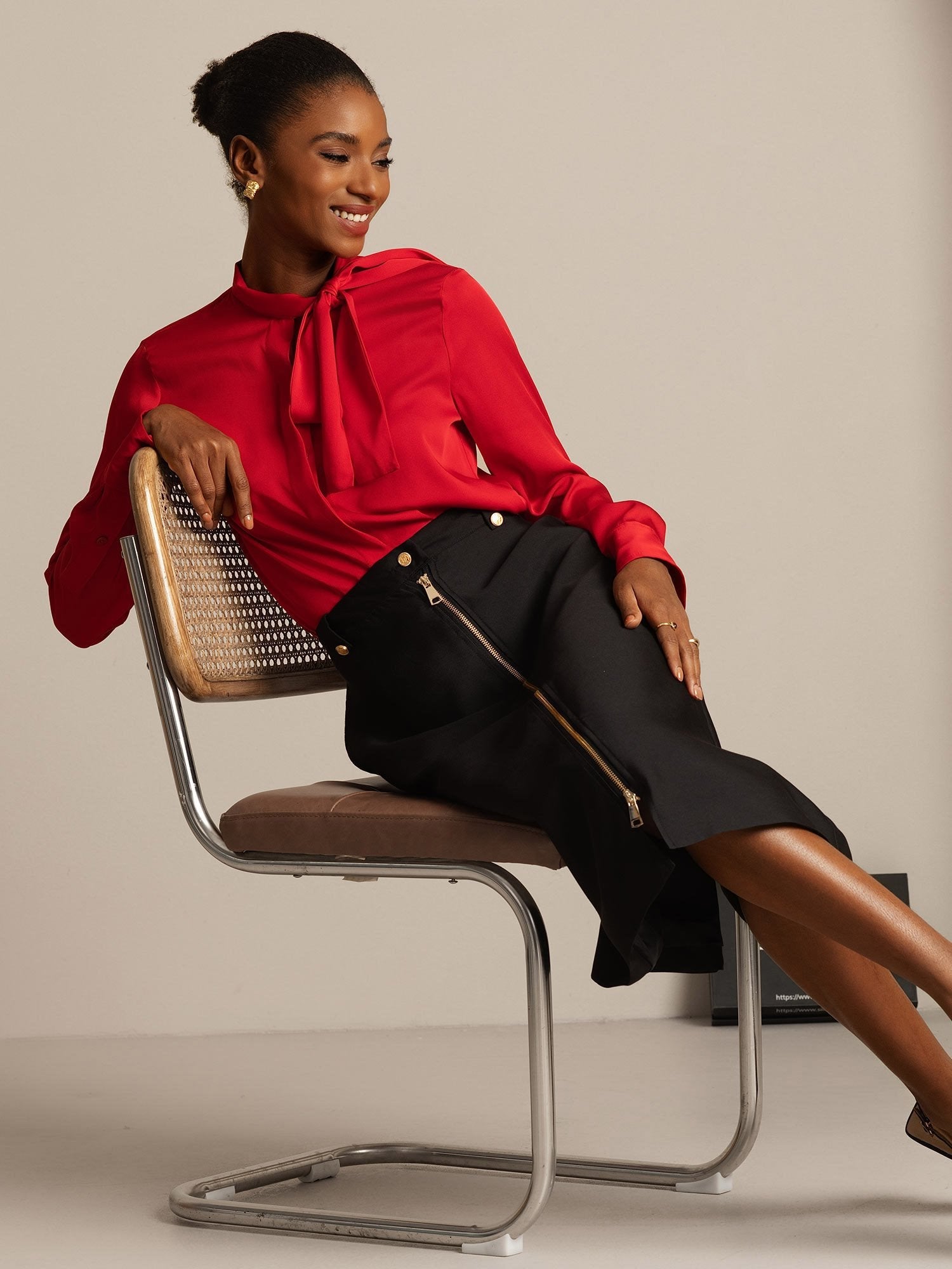 [Negro] SilkSilky-ES 32Momme Silk-Wool Blend Skirt 008,