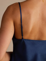 [Azul Oscuro] SilkSilky-ES Spaghetti Strap V Neck Top de tirantes 004