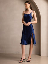 [Azul Oscuro] SilkSilky-ES Spaghetti Strap Vestido 005