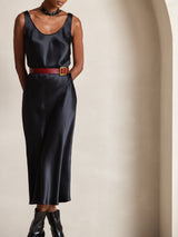 [Negro] SilkSilky-ES Sleeveless Vestido 007