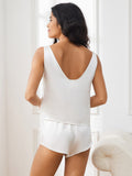 SilkSilky ES Seda Pura Sin mangas Cuello en V Pijamas de mujer Blanco 002