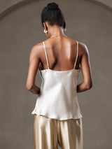[Beige] SilkSilky-ES Spaghetti Strap V Neck Top de tirantes 002