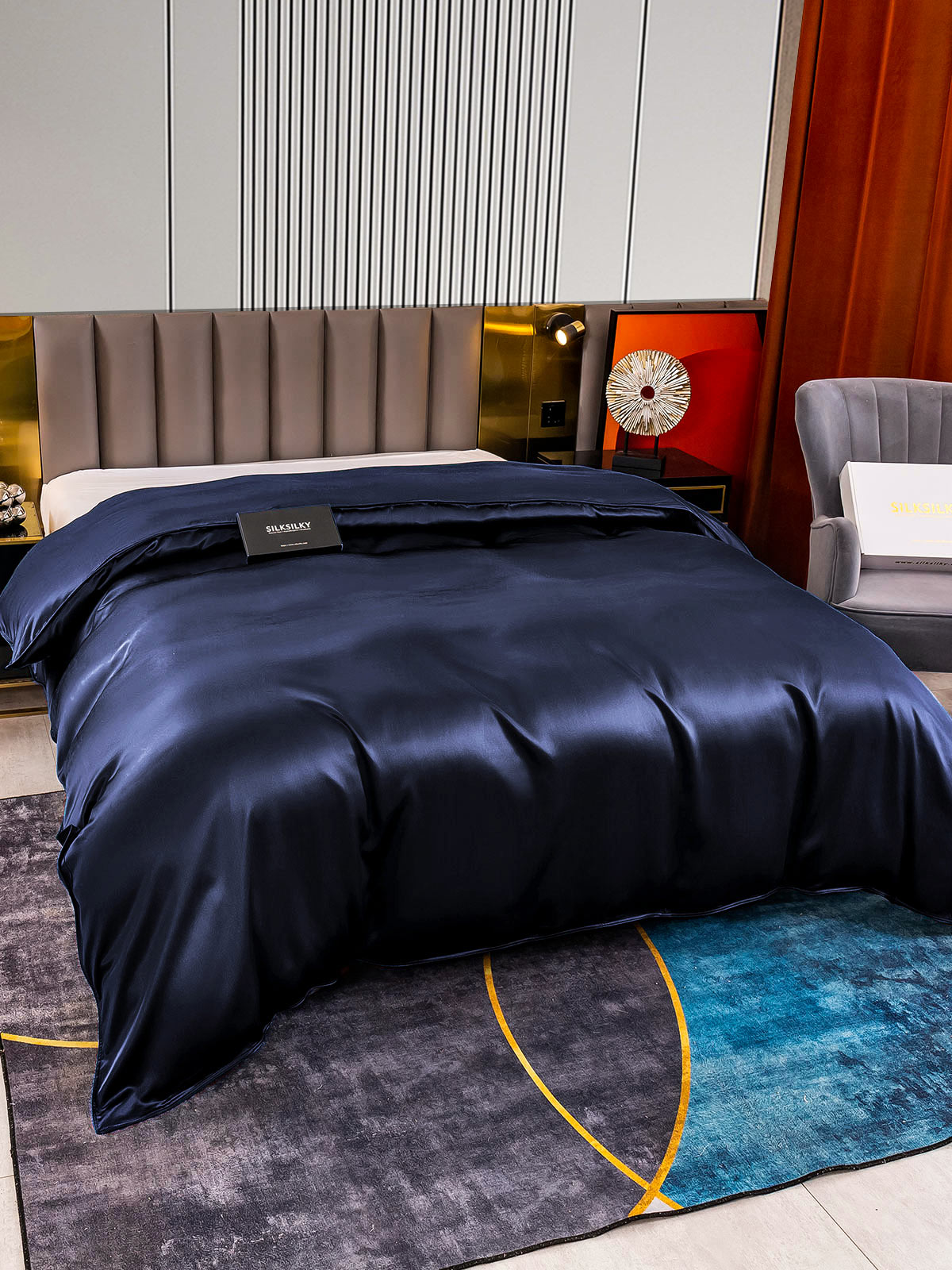 [Azul Oscuro] SilkSilky-ES 22Momme Seda Pura Duvet Cover 003