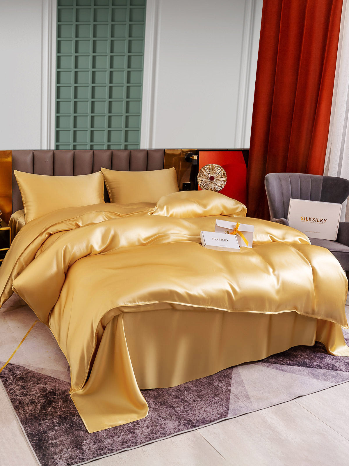 [Champán] SilkSilky-ES 25Momme Seda Pura Bedding Set 001