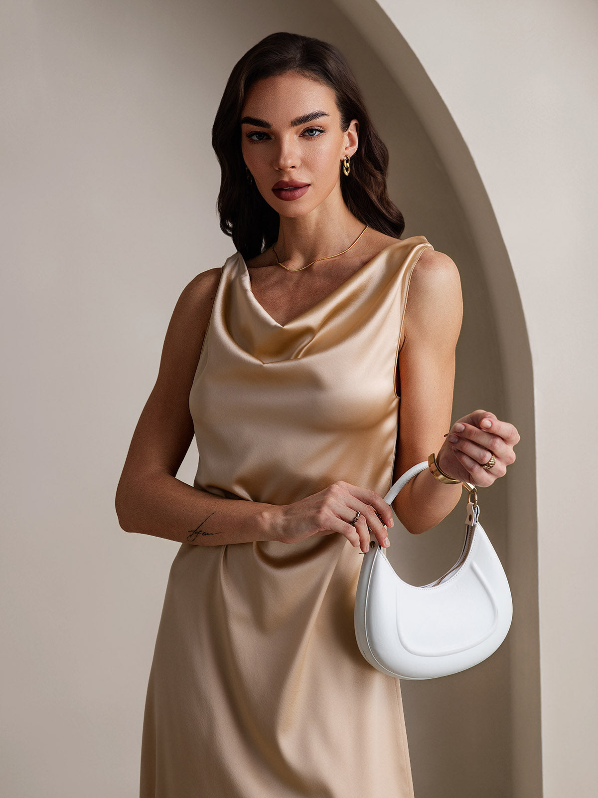 [Champán] SilkSilky-ES 19Momme Seda Dress 002