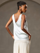 [Azul Claro] SilkSilky-ES Sleeveless V Neck Top de tirantes 002