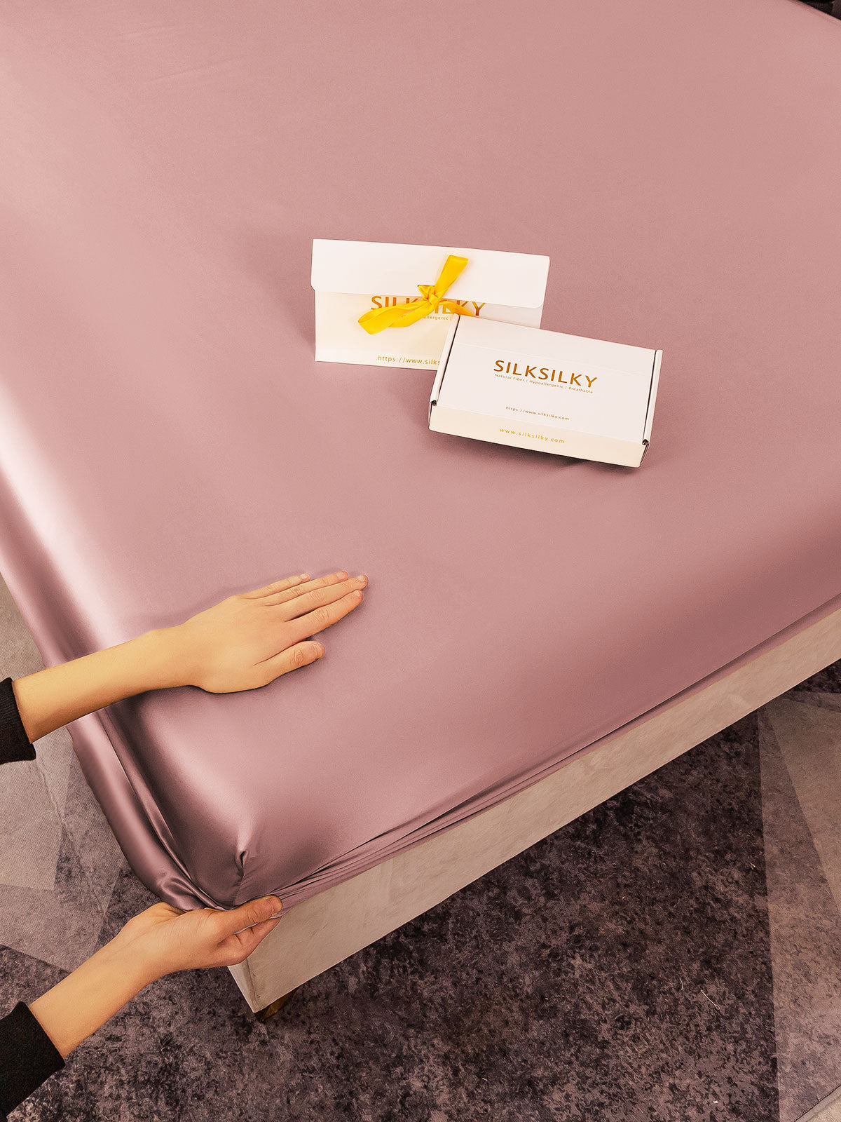[Malva Pálido] SilkSilky-ES 19Momme Seda Pura Sheet 003