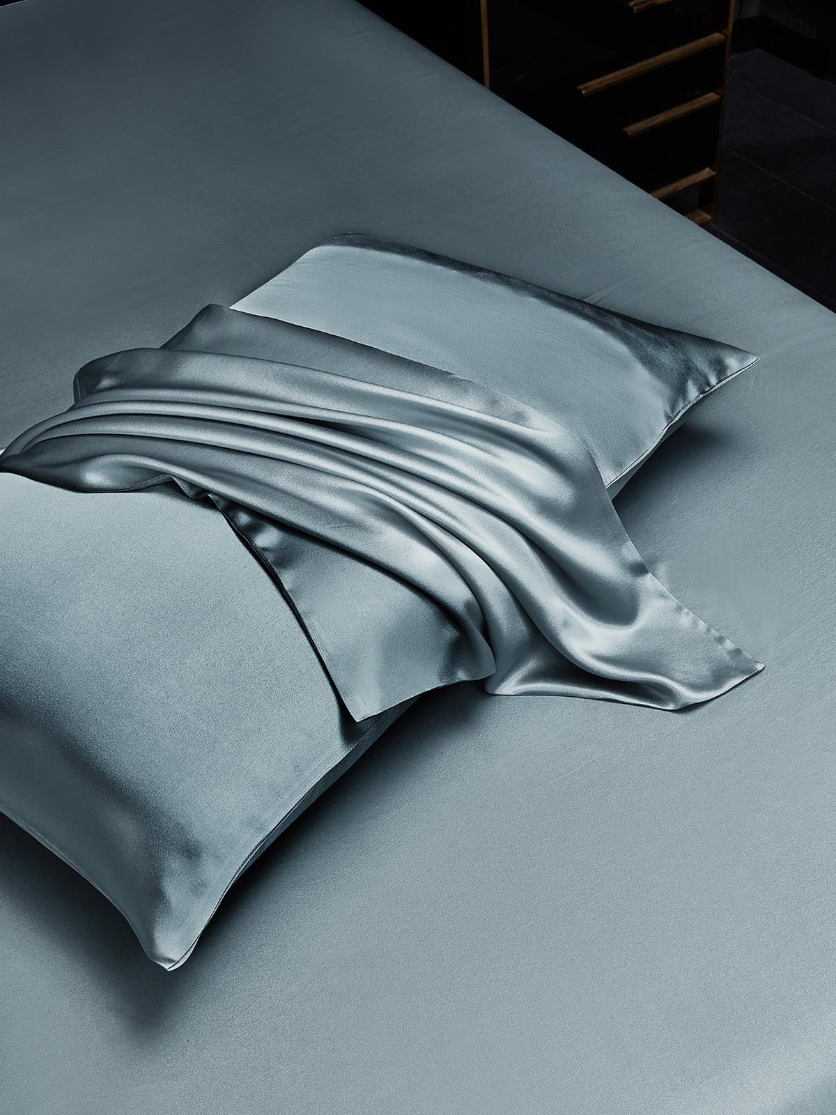 [Azul Grisáceo] SilkSilky-ES 19Momme Seda Pura Pillowcase 003