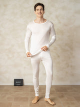 [Blanco] SilkSilky-ES Long Sleeve Round Neck Ropa Interior Larga Hombre 001
