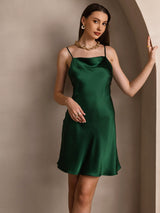[Verde] SilkSilky-ES Spaghetti Strap Cowl Neck Vestido 005