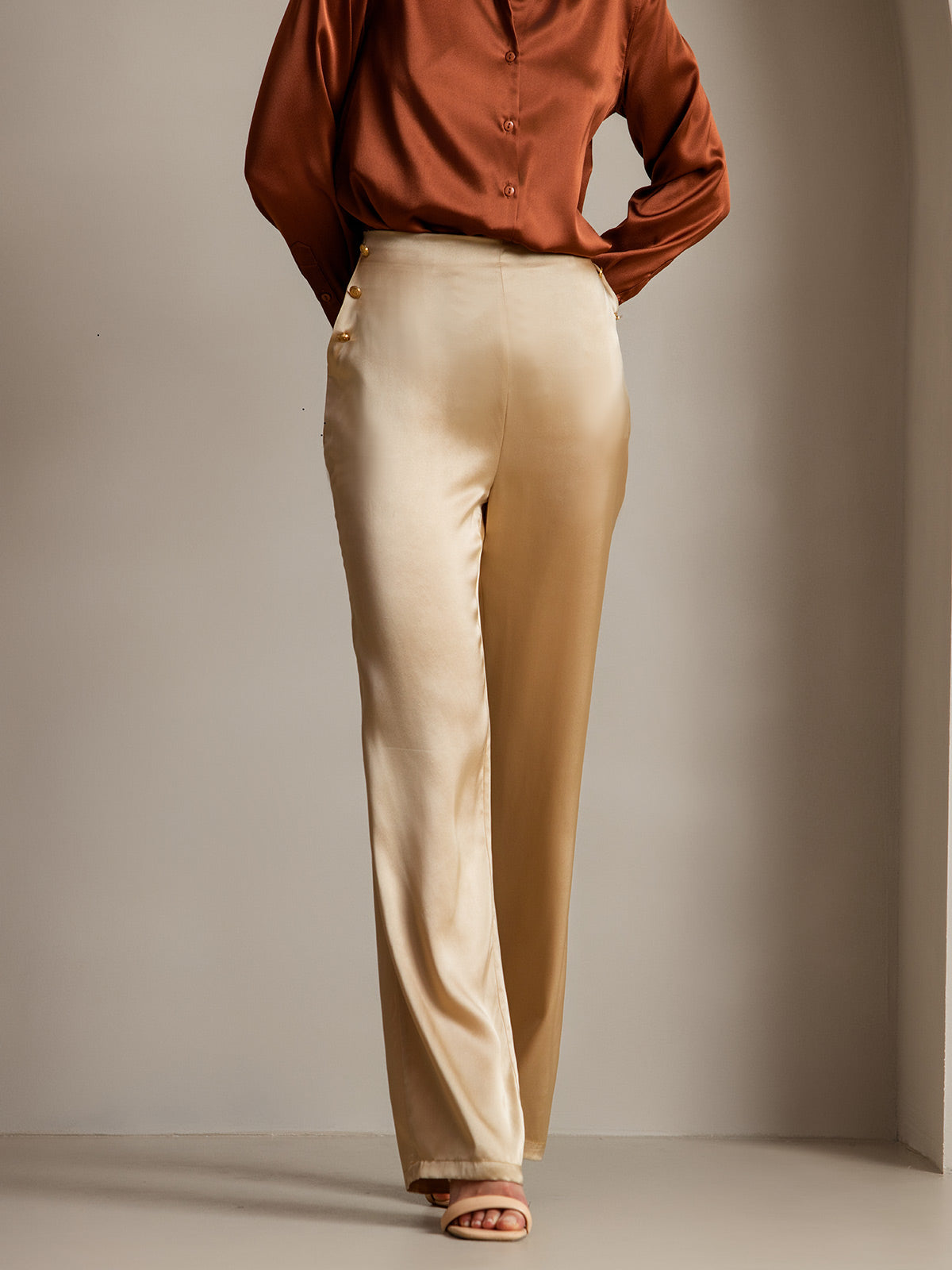 [Champán] SilkSilky-ES 19Momme Seda Womens Pants 001