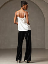 [Blanco] SilkSilky-ES Spaghetti Strap Top de tirantes 002
