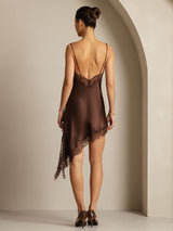 [Marrón] SilkSilky-ES Seda Pura Dress 002